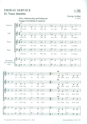 Nunc dimittis&nbsp;&nbsp;für gem Chor a cappella&nbsp;&nbsp;Partitur