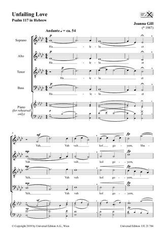 Unfailing Love  für gem Chor a cappella  Partitur (hebr)