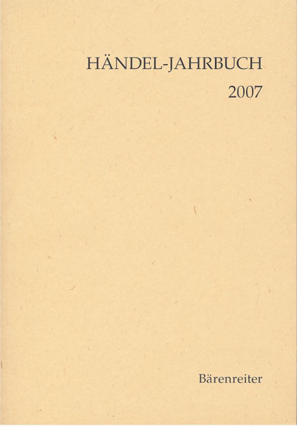 Händel-Jahrbuch 2007 Jahrgang 53&nbsp;&nbsp;&nbsp;&nbsp;