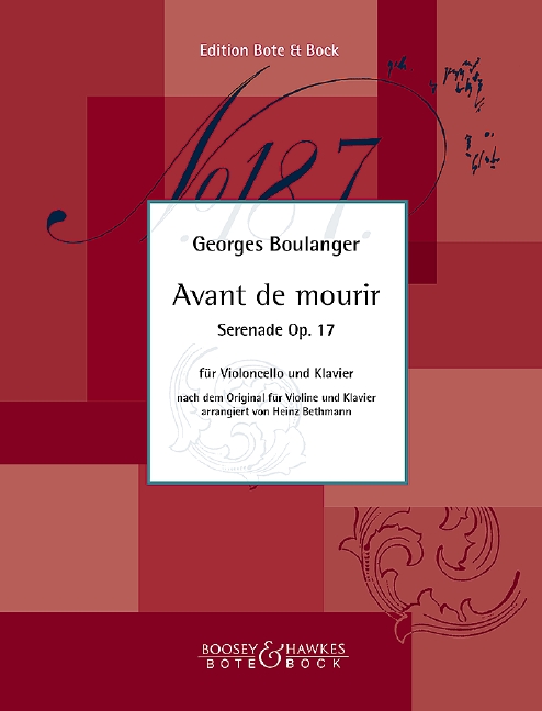 Avant de mourir op.17  für Violoncello und Klavier  