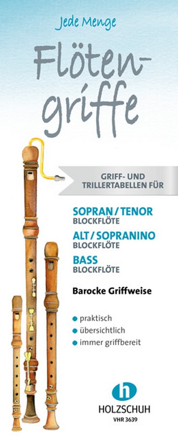 Jede Menge Flötengriffe Set  für Blockflöten (S/T, So/A, T, B barocke Griffweise)  Set