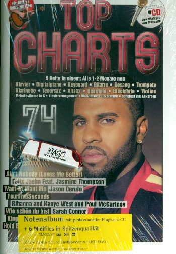 Top Charts Band 74 (+CD+Midifiles auf USB-Stick):&nbsp;&nbsp;für C-, B-, Es-Instrumente, Klavier, Gitarre, Songtexte mit Akkorden&nbsp;&nbsp;