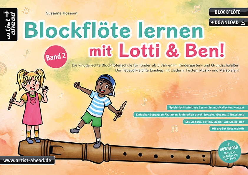 Blockflöte lernen mit Lotti & Ben! Band 2 (+Online Audio)  für Sopranblockflöte  
