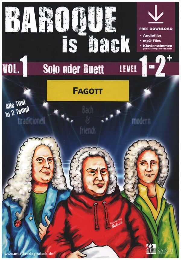 Baroque is back vol.1 (+ Online Audio)  für 1-2 Fagotte  (Klavier ad lib zum Ausdrucken als PDF)