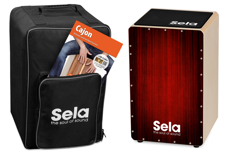 Varios Bundle Red  (Cajon, Rucksack, Pad und Schule)&nbsp;&nbsp;&nbsp;&nbsp;Sela