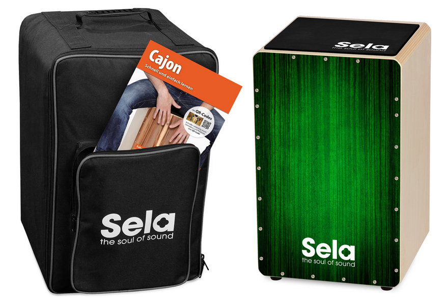 Varios Bundle Green (Cajon, Rucksack, Pad und Schule)&nbsp;&nbsp;&nbsp;&nbsp;Sela