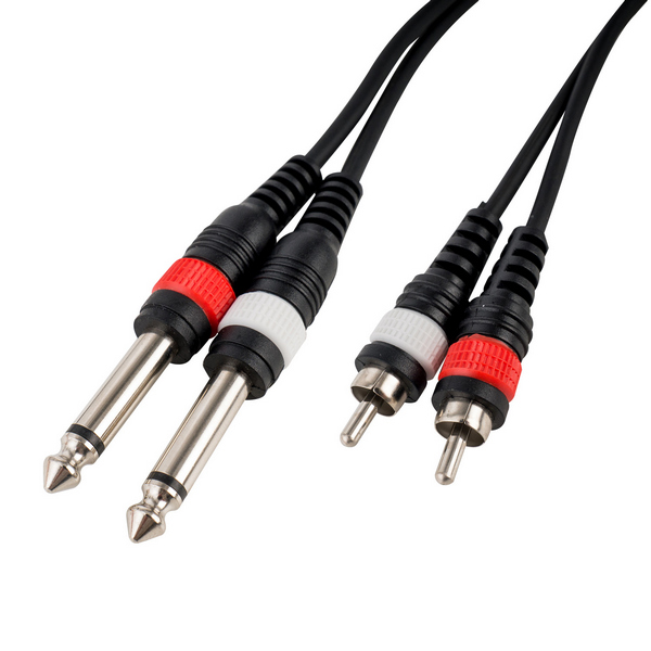 Audio Kabel Stereo 1 m (2x Chinch male / 2x 6,3 mm Klinke)    
