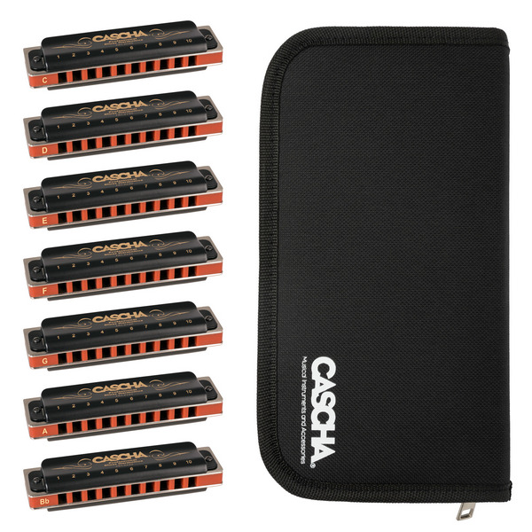 Professional Blues Mundharmonika Set  in 7 Tonarten (C - D - E - F - G - A - Bb)  