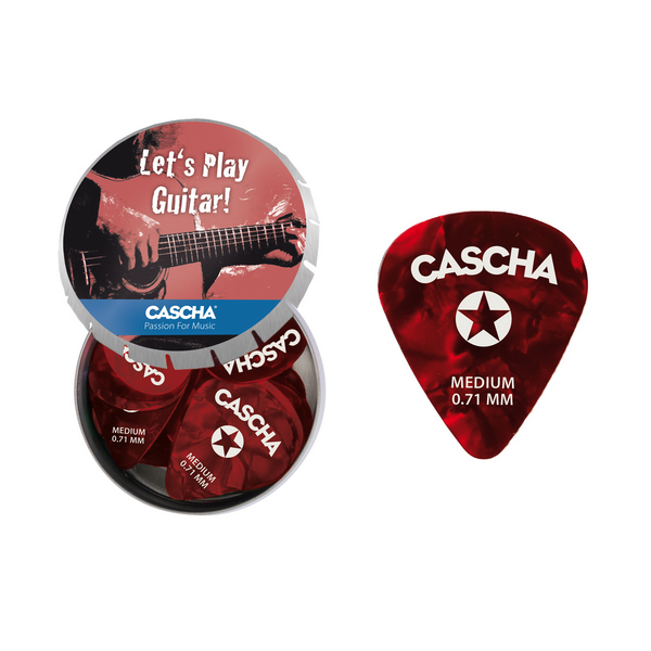 Guitar Pick Set Box Medium (24 medium Gitarren-Plektren + Metallbox)    