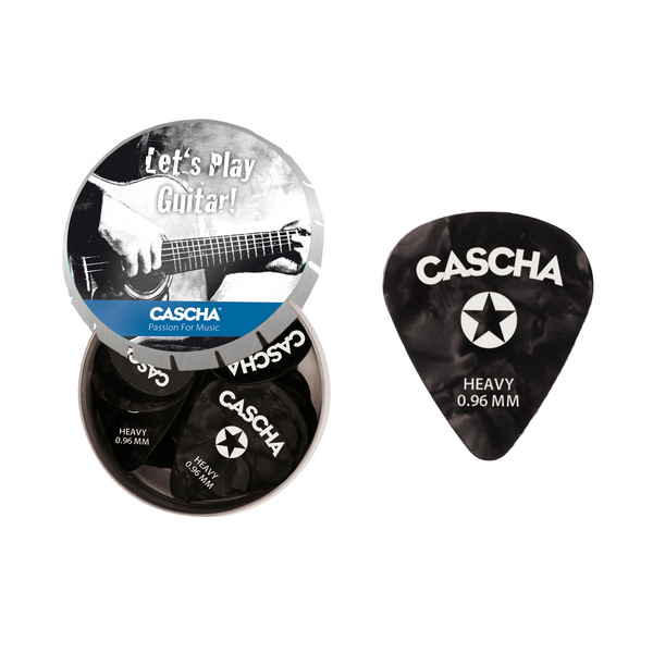 Guitar Pick Set Box Heavy (24 heavy Gitarren-Plektren + Metallbox)    