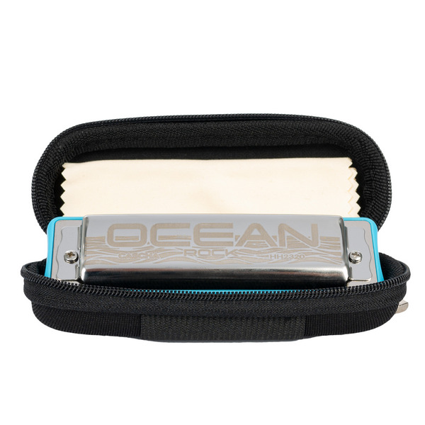Ocean Rock Blues Mundharmonika in E-Dur, blau  (inkl. stylischem Softcase und Putztuch)  