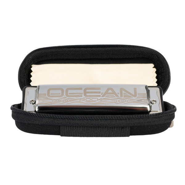 Ocean Rock Blues Mundharmonika in F-Dur, schwarz  (inkl. stylischem Softcase und Putztuch)  