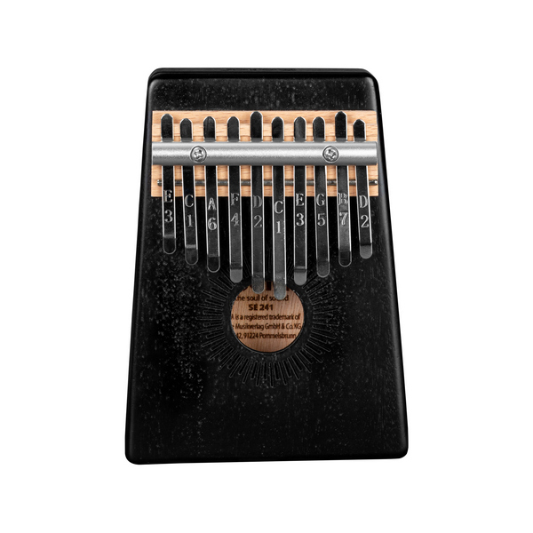 Kalimba Mahagoni 10 Schwarz&nbsp;&nbsp;&nbsp;&nbsp;Sela-Set mit Kalimba, Polstertasche und Stimmhammer
