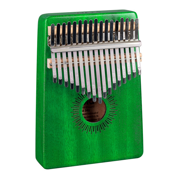 Kalimba Mahagoni 17 Grün&nbsp;&nbsp;&nbsp;&nbsp;Sela-Set mit Kalimba, Polstertasche und Stimmhammer