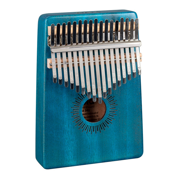 Kalimba Mahagoni 17 Blau&nbsp;&nbsp;&nbsp;&nbsp;Sela-Set mit Kalimba, Polstertasche und Stimmhammer
