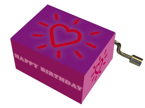 Spieluhr Herz mit Strahlen, violett,  Mel.: Happy Birthday  art & music Spieluhr auf Resonanzholz in Motivschachtel  