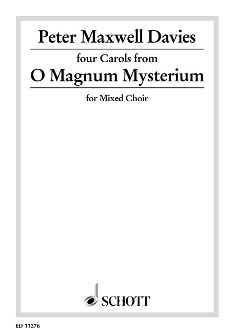 4 carols from o magnum mysterium  for mixed chorus a cappella  score