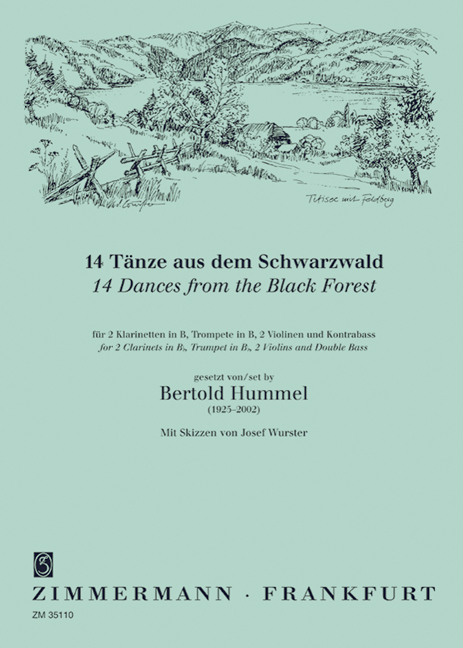 14 Tänze aus dem Schwarzwald  für 2 Klarinetten, Trompete in B, 2 Violinen und Kontrabass  Partitur und Stimmen