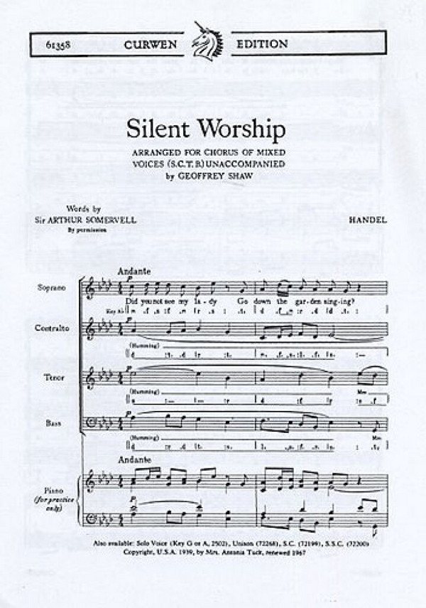 Silent worship  für gem Chor a cappella  Partitur