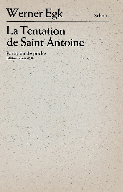 La Tentation de Saint Antoine  für Alt, Streichquartett und Streichorchester  Studienpartitur