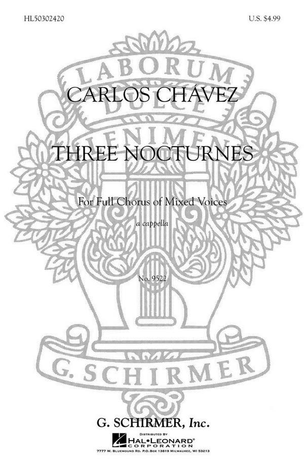 3 nocturnes for mixed chorus  a cappella  score (with piano for rehearsal)