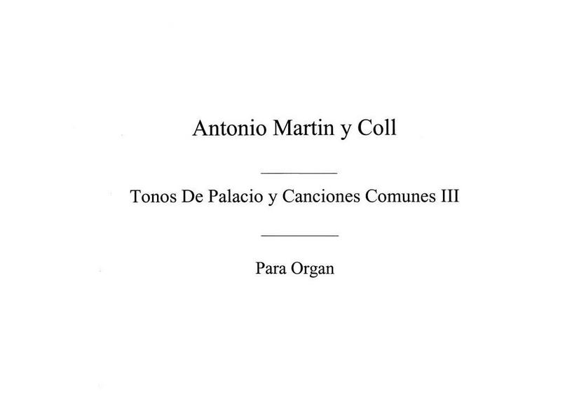 Tonos De Palacio y Canciones  Comunes 3 para Organ  