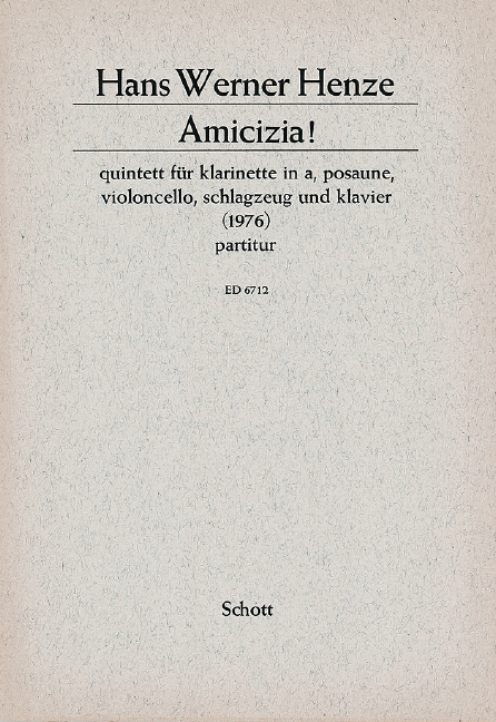 Amicizia!  für Klarinette, Posaune, Violoncello, Schlagzeug und Klavier  Partitur