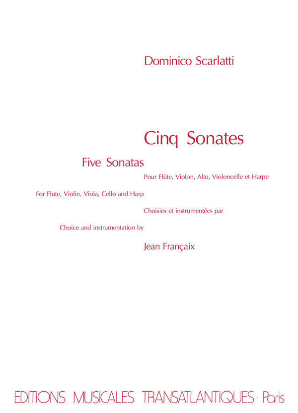 5 sonates  pour flûte, violon, alto, violoncelle et harpe  