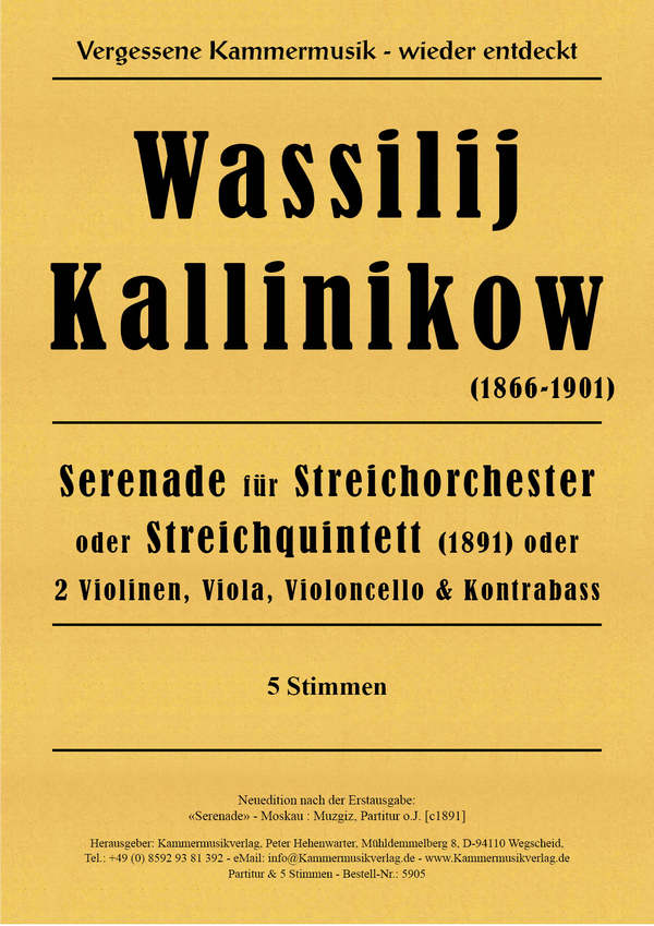 Serenade g-Moll für Streichorchester  (Quintett)  Partitur und Stimmen (1-1-1-1-1)