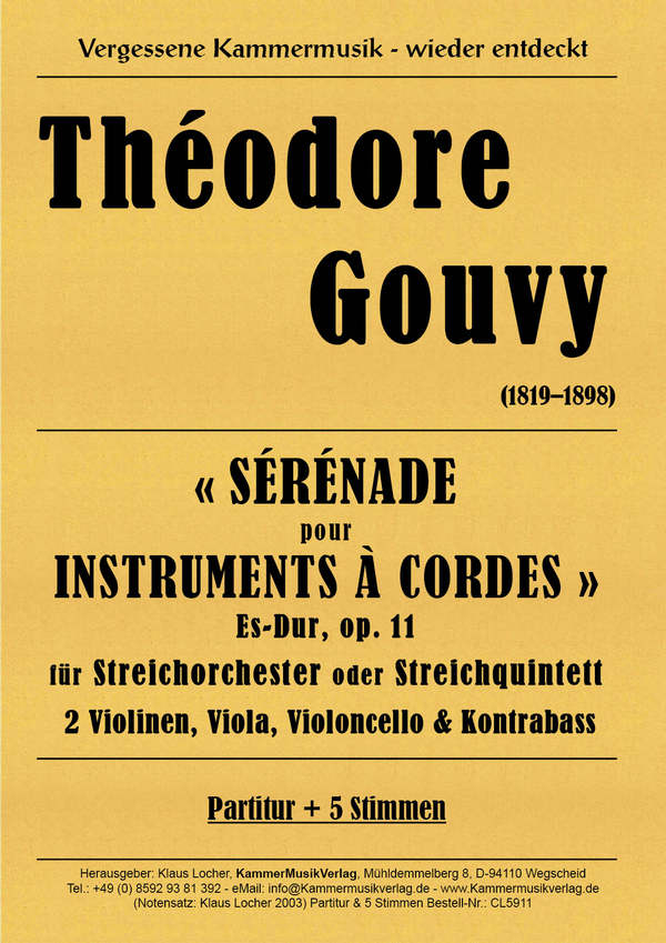 Serenade Es-Dur op.11  für Streichorchester (Quintett)  Partitur und Stimmen (1-1-1-1-1)