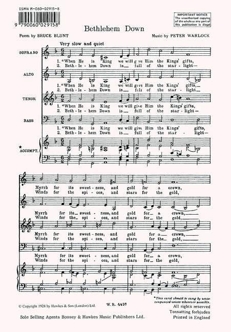 Bethlehem Down  für gemischter Chor (SATB) a cappella  Chorpartitur