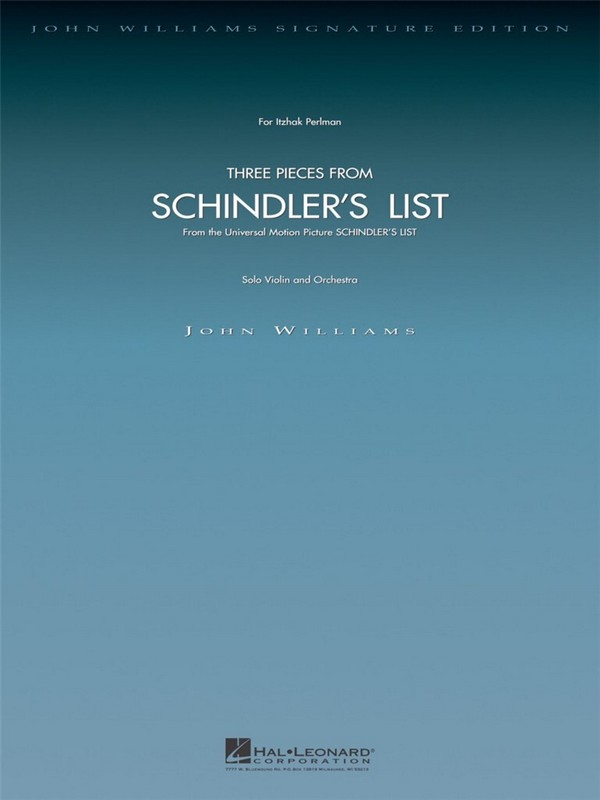 3 Pieces from Schindler's List:  for violin and orchestra  score and parts