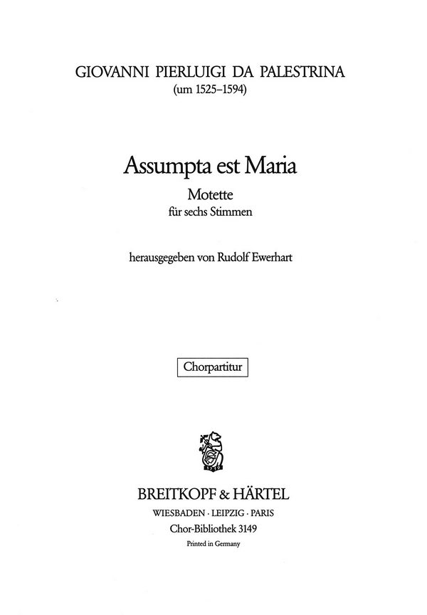 Assumpta est Maria  für gem Chor  Chorpartitur