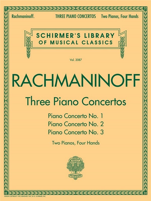 3 Concertos for piano and orchestra nos.1-3  for 2 pianos 4 hands  score