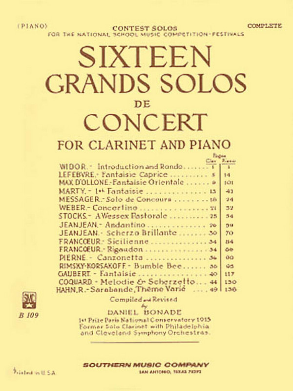 16 Grand Solos de Concert  for clarinet and piano  