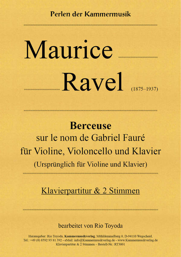 Berceuse sur le nom de Fauré  für Violine, Violoncello und Klavier  Klavierpartitur und Stimmen