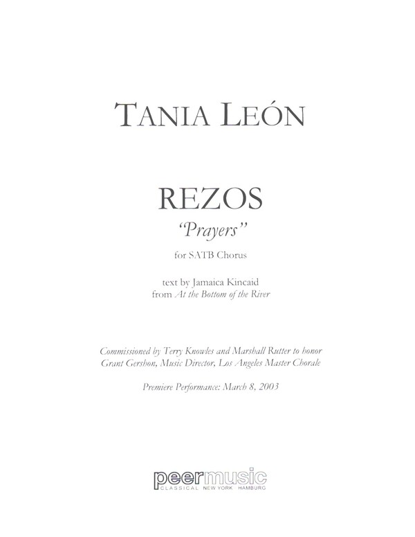 Rezos ('Prayers')  for mixed chorus (and rehearsal piano)  chorus score