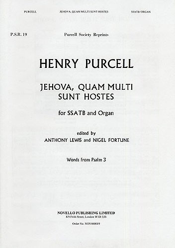 Henry Purcell, Jehova Quam Multi Sunt&nbsp;&nbsp;Soprano SATB&nbsp;&nbsp;Chorpartitur