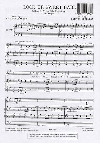 Lennox Berkeley: Look Up Sweet Babe Op.43 No.2&nbsp;&nbsp;Soprano, SATB, Organ Accompaniment&nbsp;&nbsp;Vocal Score