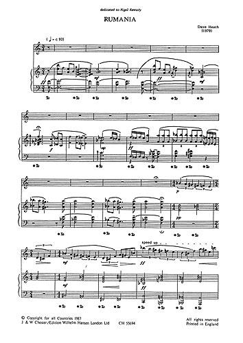 Dave Heath:  Rumania (Sop Sax And Piano)&nbsp;&nbsp;Soprano Saxophone, Piano Accompaniment&nbsp;&nbsp;Instrumental Work