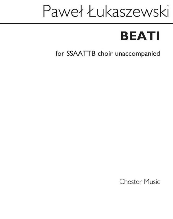 Beati  for mixed chorus a cappella  vocal score (la)