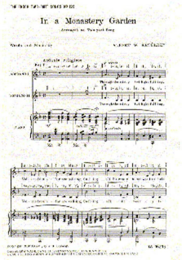 Albert Ketelbey: In A Monastery Garden (SS)  Soprano, Piano Accompaniment  Vocal Score