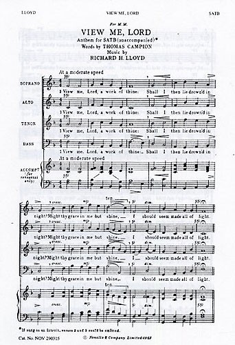 Richard H. Lloyd, View Me Lord&nbsp;&nbsp;SATB&nbsp;&nbsp;Chorpartitur