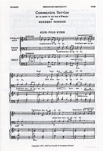 Herbert Sumsion, Communion Service In F&nbsp;&nbsp;SATB and Organ&nbsp;&nbsp;Chorpartitur
