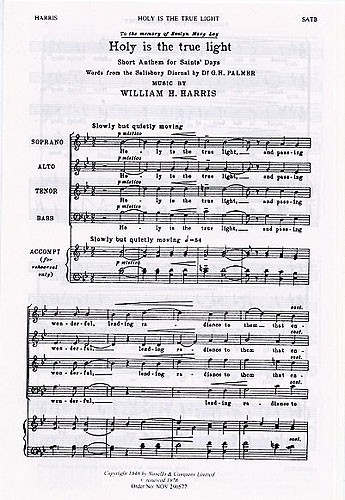 Sir William Henry Harris, Holy Is The True Light&nbsp;&nbsp;SATB&nbsp;&nbsp;Chorpartitur