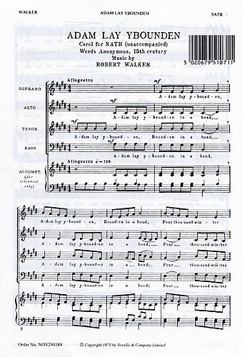 Robert Walker, Adam Lay Y Bounden&nbsp;&nbsp;SATB&nbsp;&nbsp;Chorpartitur