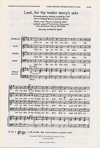 John Hilton_Richard Farrant, Lord For Thy Tender Mercy's Sake&nbsp;&nbsp;SATB&nbsp;&nbsp;Chorpartitur