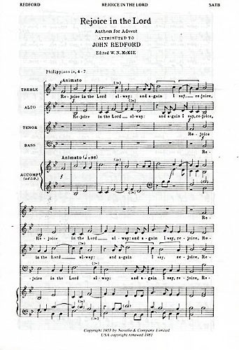 John Redford, Rejoice In The Lord (In B Flat)&nbsp;&nbsp;SATB&nbsp;&nbsp;Chorpartitur