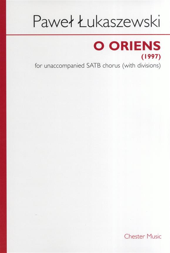 Pawel Lukaszewski: O Oriens (SATB)&nbsp;&nbsp;SATB&nbsp;&nbsp;Vocal Score