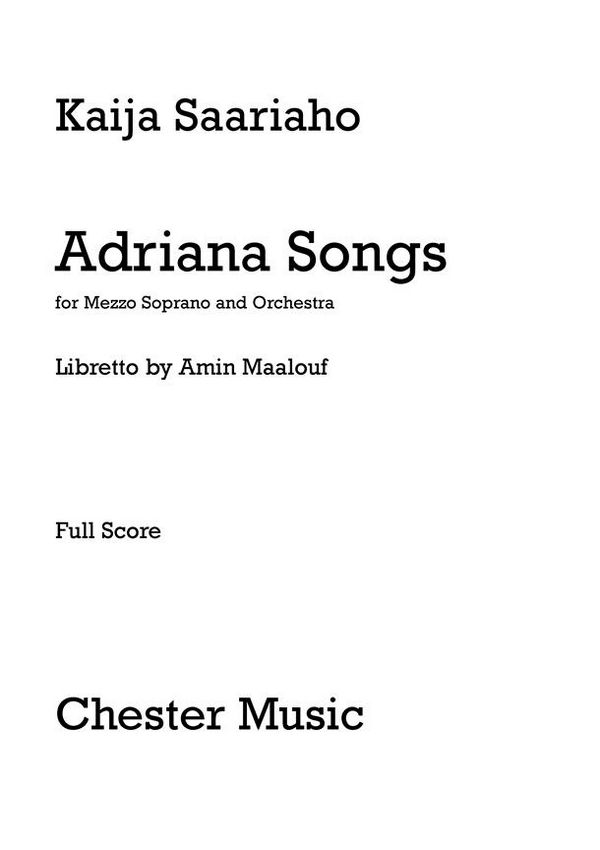 Kaija Saariaho: Adriana Songs (Full Score)&nbsp;&nbsp;Orchestra&nbsp;&nbsp;Score
